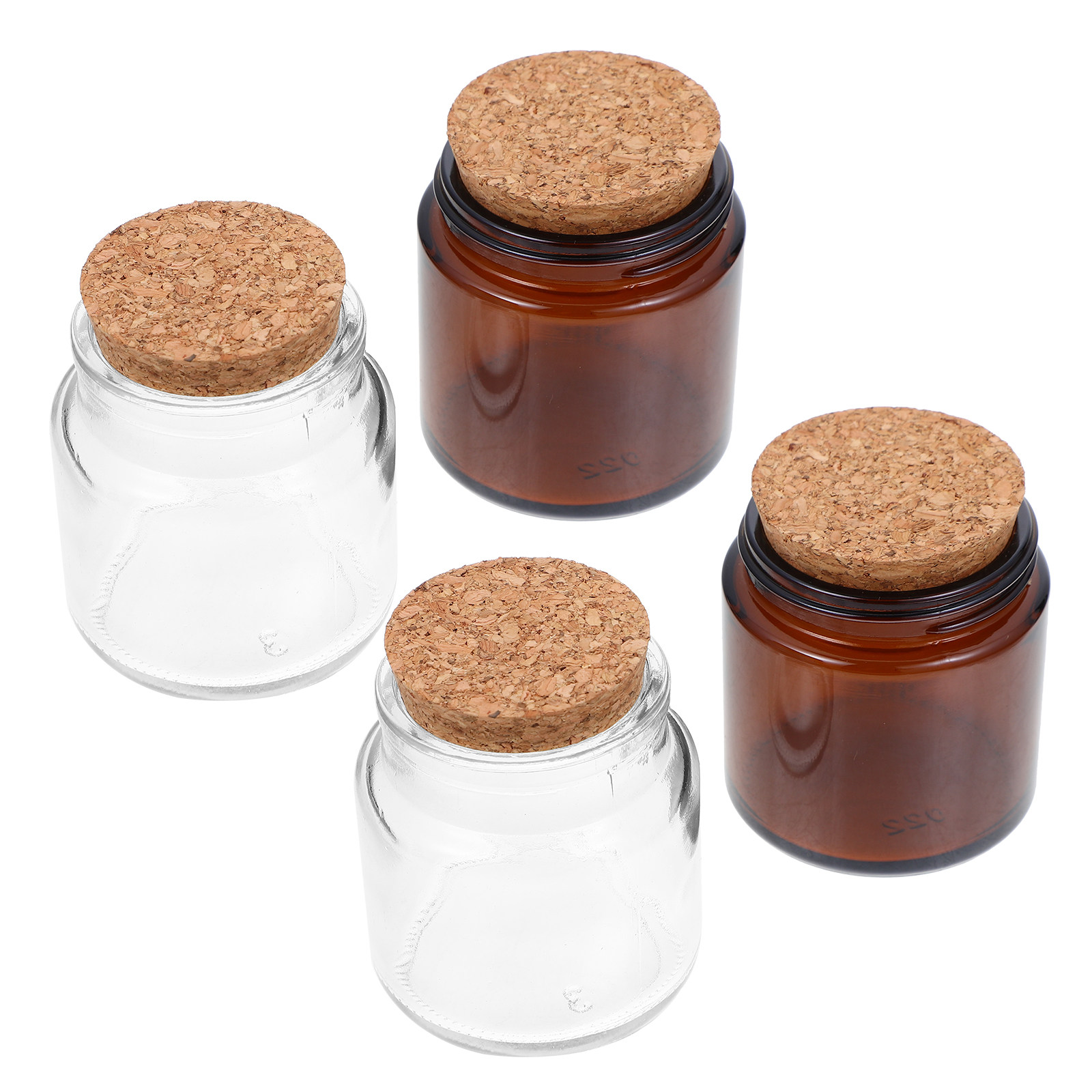 Candle Making Glass Jars - キャンドル作り用のガラス瓶4個セット。木製の蓋付きで、香りを閉じ込めるのに最適。DIYクラフト用品として。