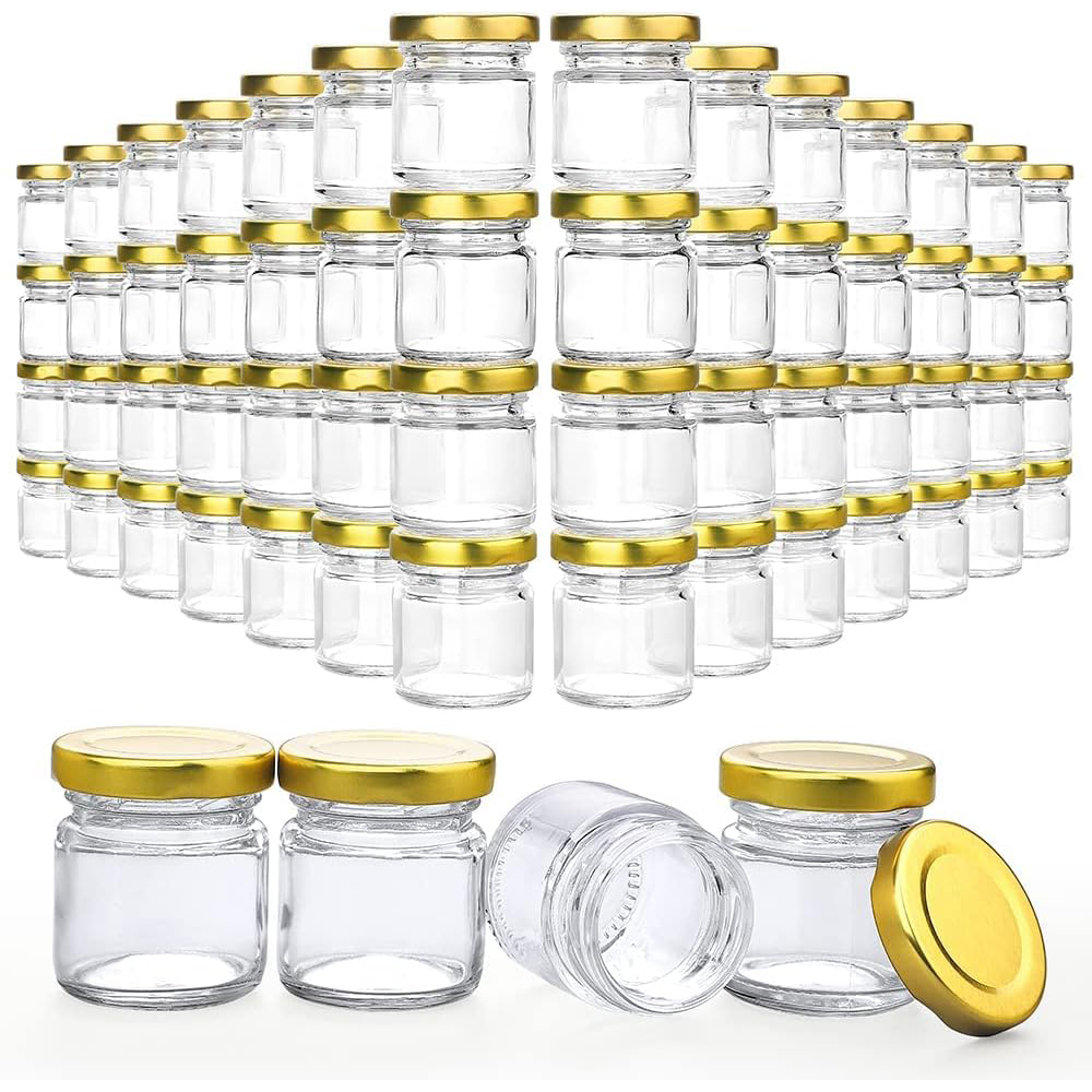 Candle Making Glass Jars - 蓋付きの小さなガラス瓶、1.5オンスのミニハニーボトル、キャンドル作り用のキャンドル瓶。ギフト、手芸、スパイス、結婚式、パーティーの記念品として。