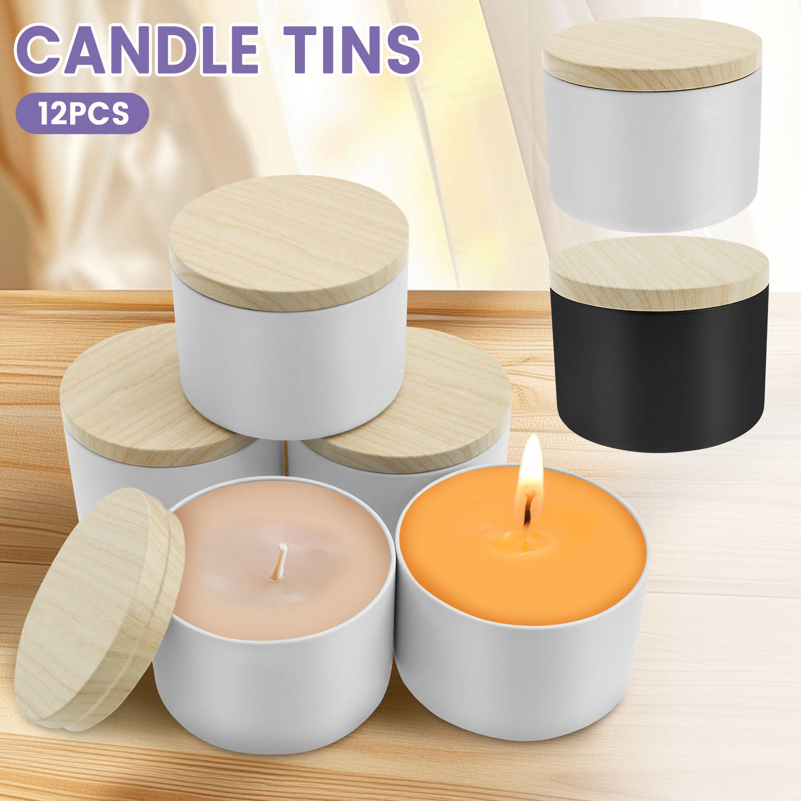 Candle Making Glass Jars - 12 個 8 オンス鉄空キャンドル缶キャンドル作成用コンパクトキャンドル作成瓶多目的 DIY キャンドル容器蓋付き