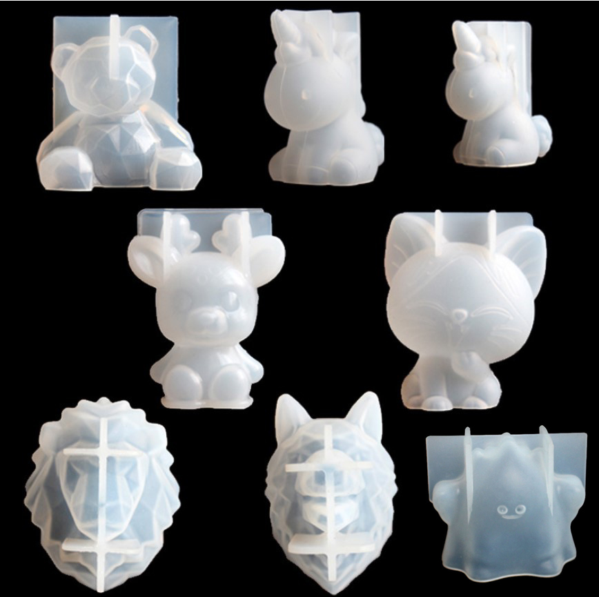Candle Making Business - 透明ユニコーンシリコーンエポキシ樹脂金型ジオメトリクマウサギ型動物アロマキャンドル作成フォーム装飾ツール