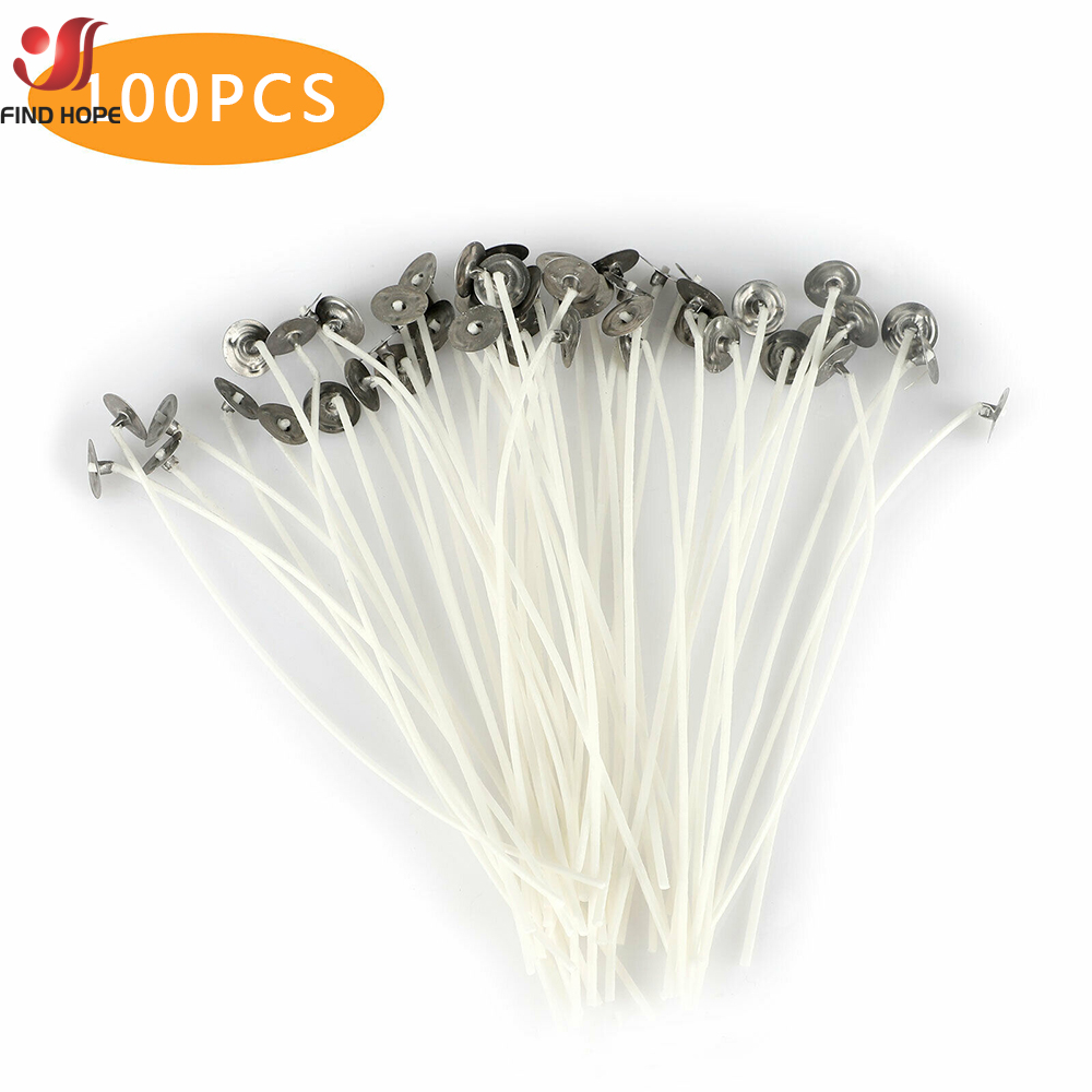 Cotton Wick Pre Tabbed - 100 ピース/バッグ無煙キャンドル芯 2.5-20 センチメートルプレワックスコットンコア芯金属サステナータブ付き DIY 手作りキャンドル作成ツール