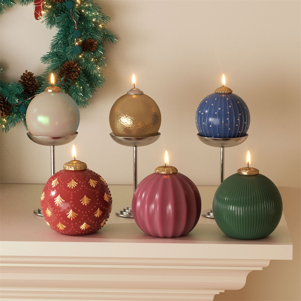Candle Making Essentials - ニコールクリスマスボールキャンドルシリコーン型 DIY 香り付きキャンドル作成型クリスマスギフトツール家の装飾