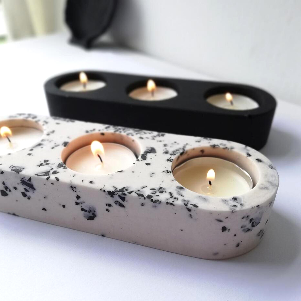 Candle Making Jars - 3 穴燭台セメントシリコーン型 DIY セメント石膏ラウンドキャンドルホルダートレイ陶器型家の装飾キャンドルジャー作り