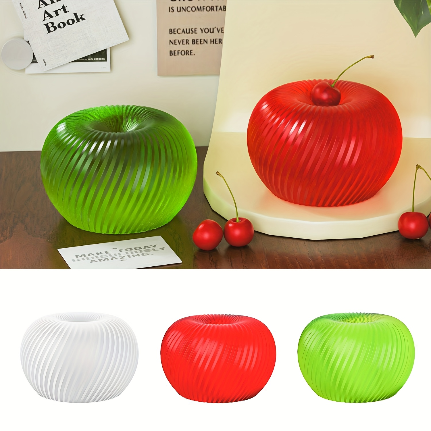 Candle Making Easy - 石鹸、キャンドル、石膏工芸品の作成に適した、おしゃれな赤いリンゴ型のシリコンモールドで、お手入れが簡単です。