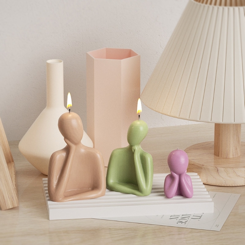 Candle Making Scents - 家族のための3Dシリコーンキャンドル,抽象芸術の体,ベントキャンドル,ワックス型,金型,カード,アロマチェロ,装飾品