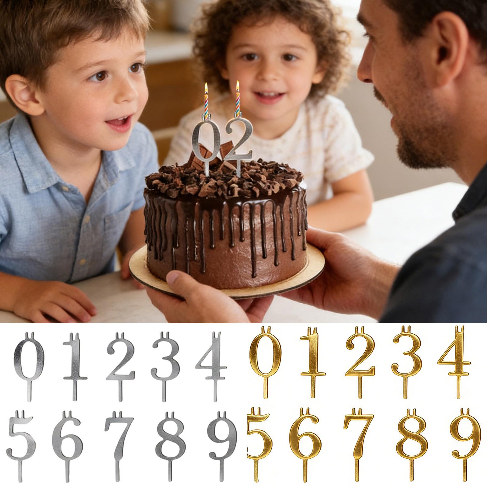 Candle Making Business - 10個入り 0-9 数字ケーキトッパー メタルナンバーキャンドルホルダーセット 安定して再利用可能な誕生日ケーキトッパーデコレーションキャンドルホルダー
