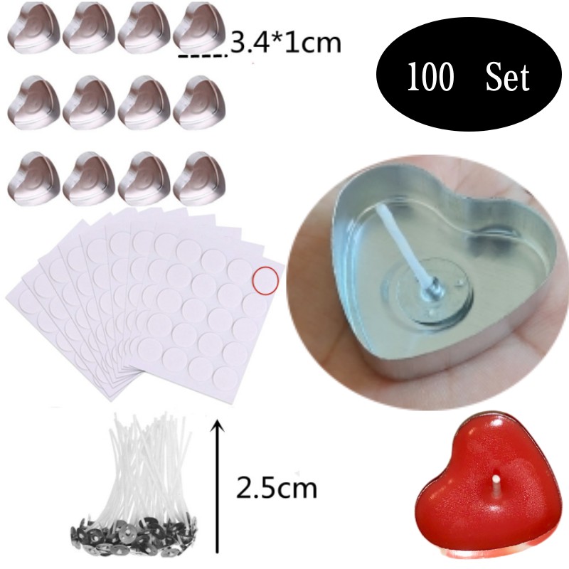 100 セットハート型空のアルミティーライトキャンドルワック - Candle Making Jars のレビューと価格