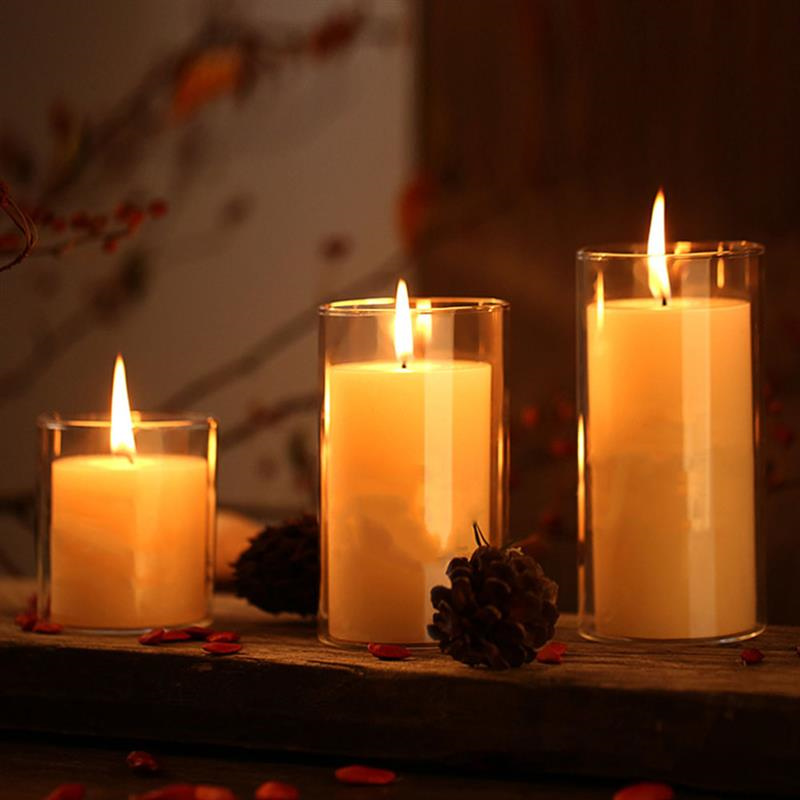 円柱ガラスカップキャンドルスティックウェディング透明キャンド - Candle Making Glass Jars のレビューと価格