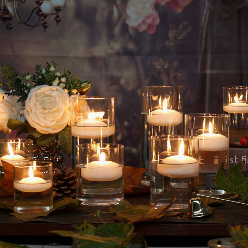 円柱ガラスカップキャンドルスティックウェディング透明キャンド - Candle Making Glass Jars のレビューと価格