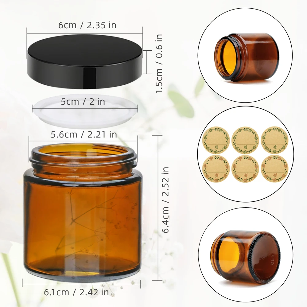 ガラスキャンドルジャー、4オンスの琥珀色の丸いガラスジャー、 - Candle Making Glass Jars のレビューと価格
