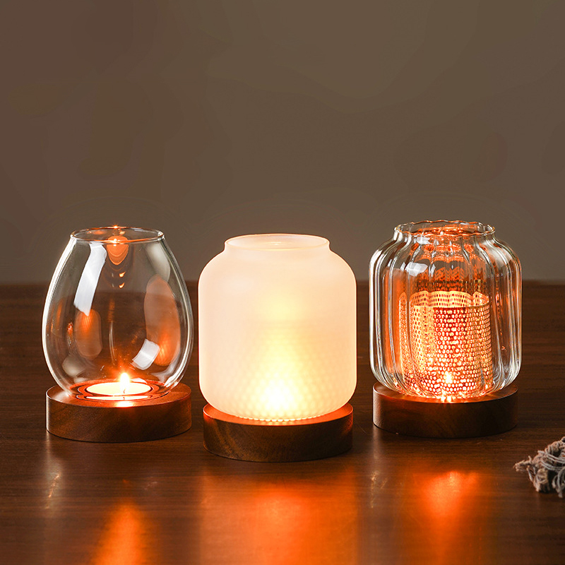 ガラスカバー付きヴィンテージ木製キャンドルホルダー、ホテルバ - Candle Making Glass のレビューと価格