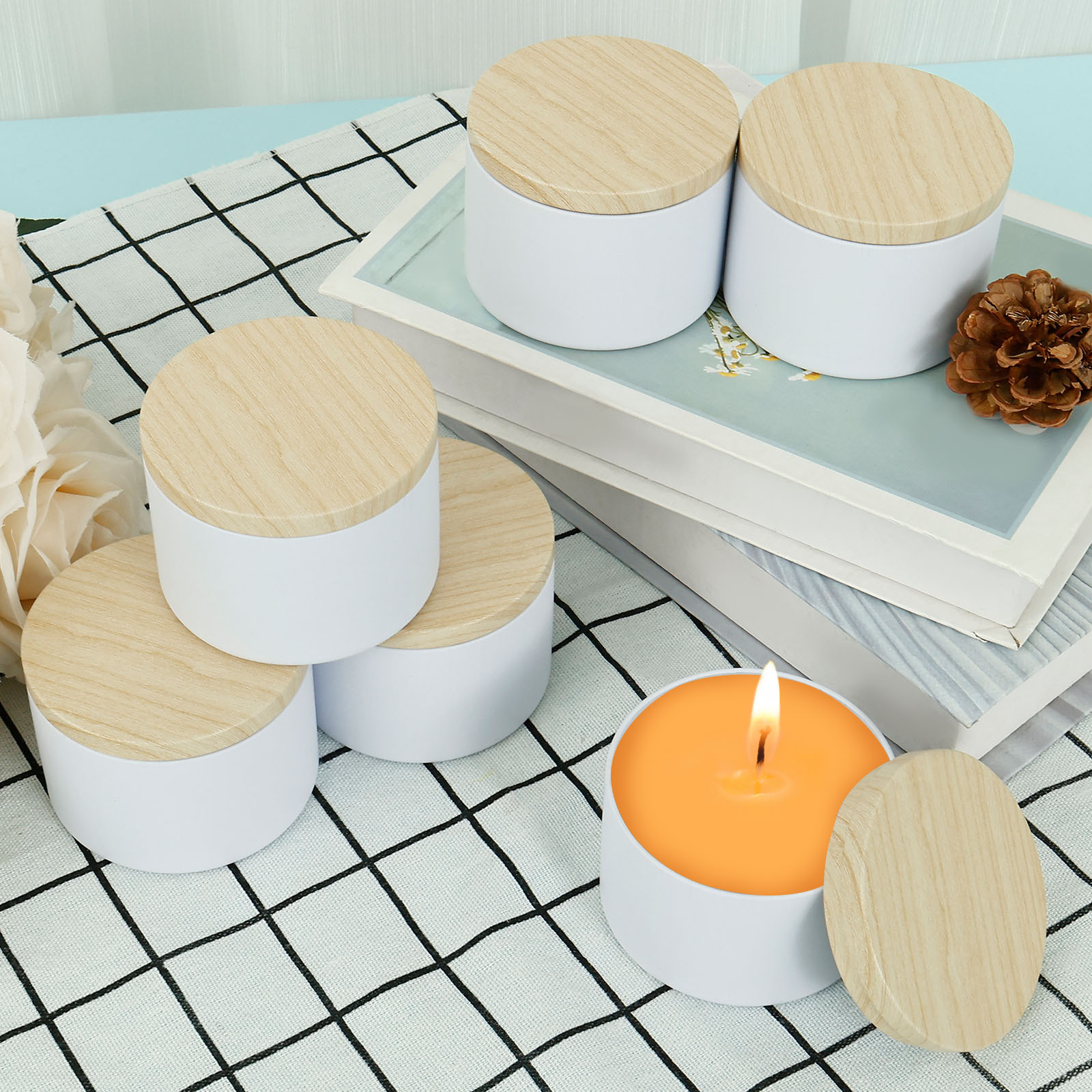 12 個 8 オンス鉄空キャンドル缶キャンドル作成用コンパク - Candle Making Glass Jars のレビューと価格