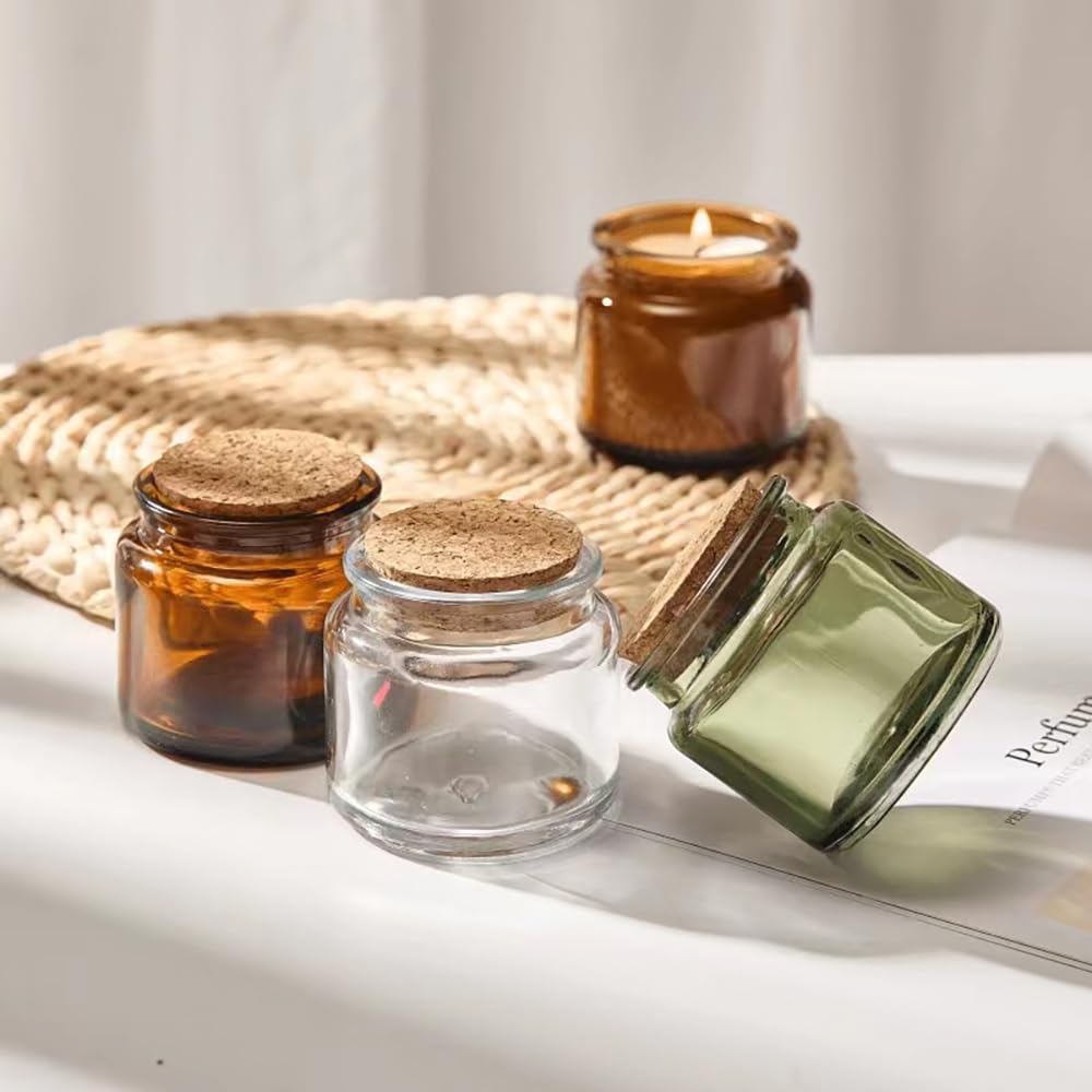 コーク付きの小さなガラスボトル、ミニガラスジャー、キャンドル - Candle Making Glass Jars のレビューと価格