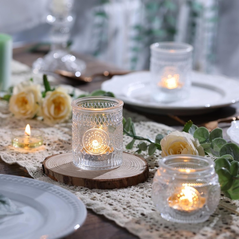 ヴィンテージエンボス加工ガラスティーライトキャンドルホルダー - Candle Making Glass のレビューと価格