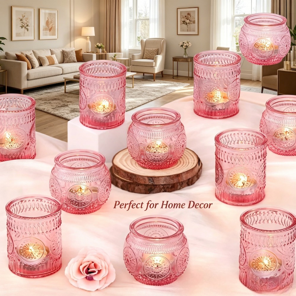 ヴィンテージエンボス加工ガラスティーライトキャンドルホルダー - Candle Making Glass のレビューと価格