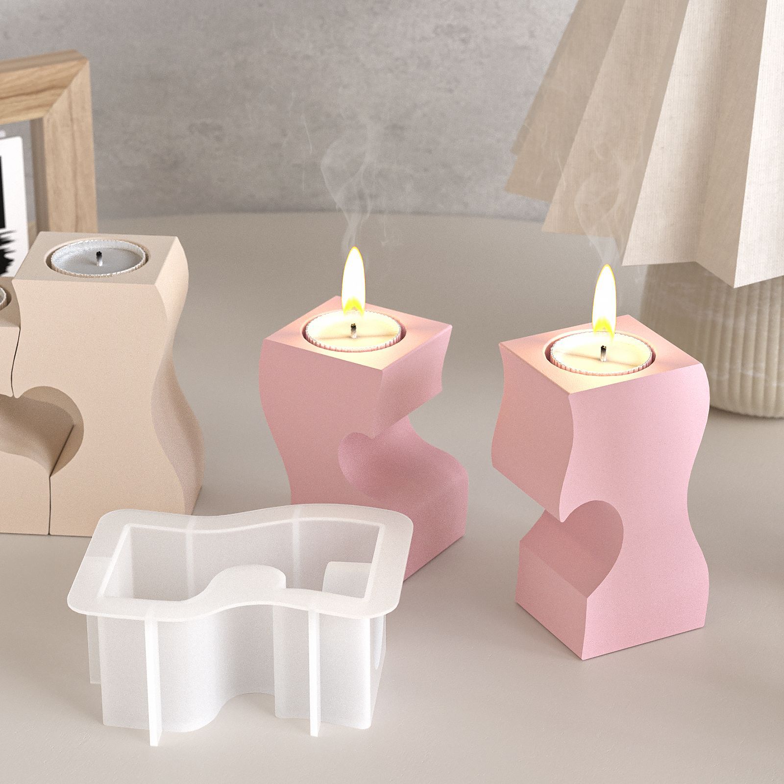 S ハート燭台シリコーン金型 DIY キャンドルホルダー石膏 - Candle Making Business のレビューと価格