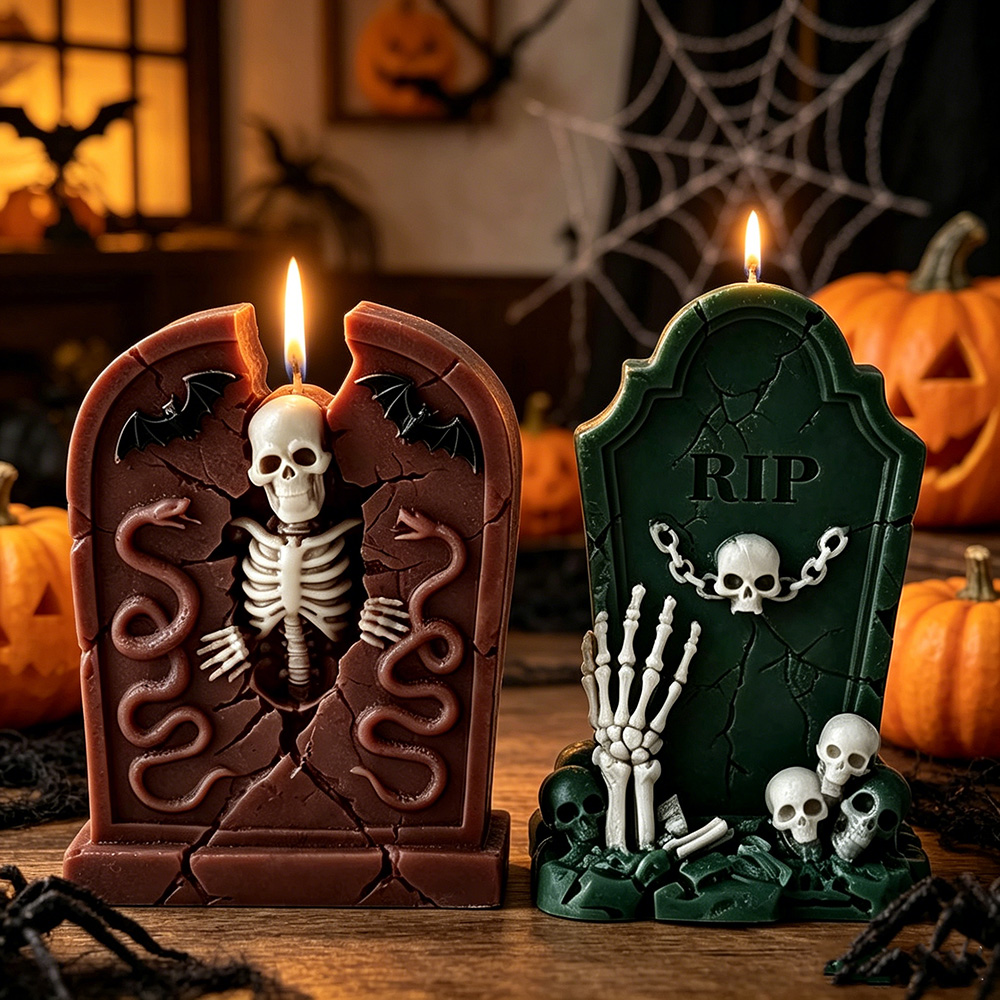 ハロウィン墓石シリコンモールドお化け屋敷スケルトンキャンドル - Candle Making Essentials のレビューと価格