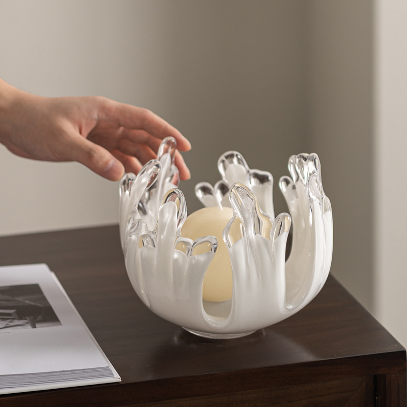 ガラス工芸品デスクトップ収納容器不規則な水滴波トレイ燭台キャ - Candle Making Glass のレビューと価格