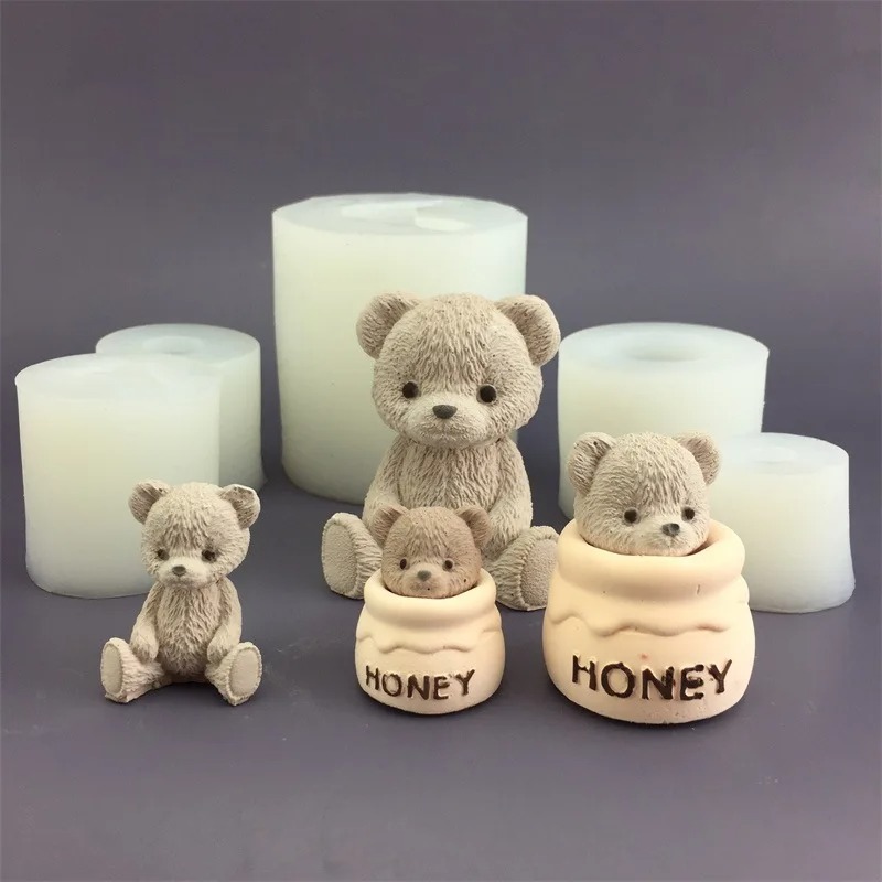かわいいクマの蜂蜜瓶シリコンキャンドルモールドキューブモール - Candle Making Jars のレビューと価格