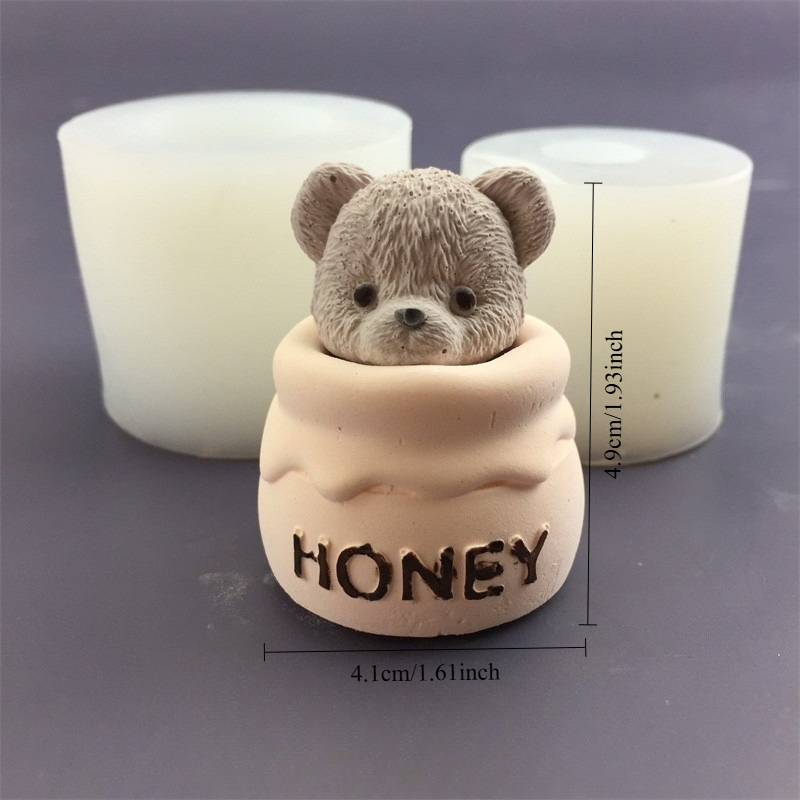 かわいいクマの蜂蜜瓶シリコンキャンドルモールドキューブモール - Candle Making Jars のレビューと価格