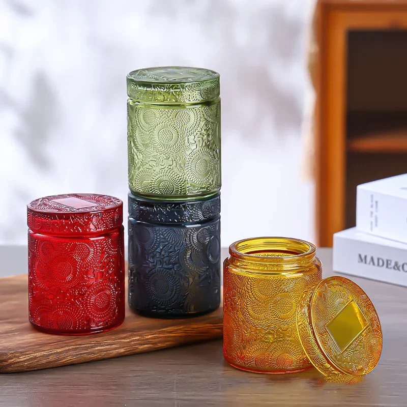 蓋付きの空のガラス製キャンドルカップ。DIYキャンドル作りや - Candle Making Glass Jars のレビューと価格